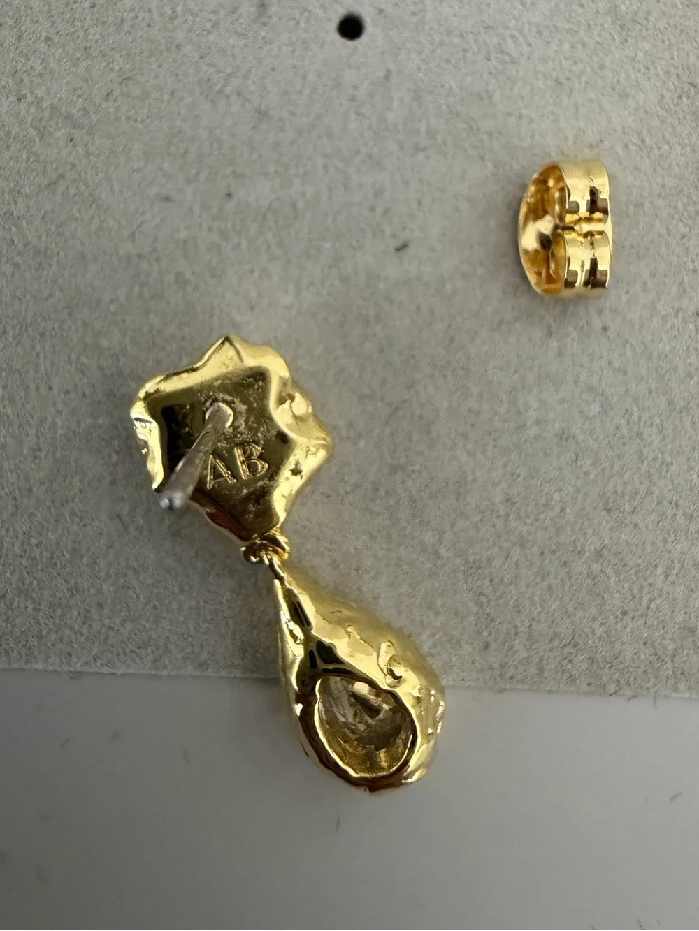 Alexis Bittar Nugget Crystal Teardrop Gold Tone Drop Earrings